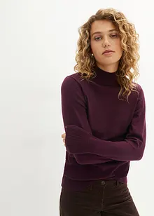 Basic Pullover mit Stehkragen mit recycelter Baumwolle, bonprix