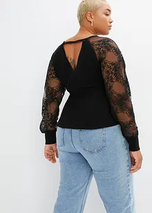 Feinstrickpullover mit Spitze, bonprix