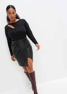 Lederimitat-Kleid mit Jersey-Oberteil, bonprix