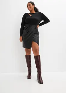 Lederimitat-Kleid mit Jersey-Oberteil, bonprix