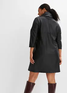 Lederimitat-Kleid mit Schalkragen, bonprix