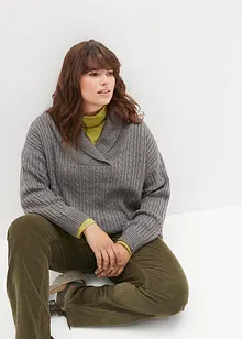 Pullover mit V-Ausschnitt und Seitenschlitzen, bonprix