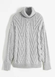 Rollkragen-Pullover mit Zopfmuster, bonprix