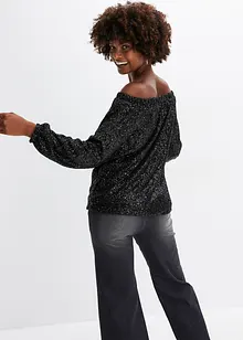 T-shirt Carmen oversized à paillettes, bonprix