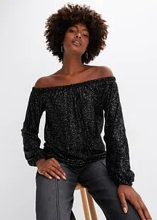 Carmenshirt, Oversized mit Pailletten, BODYFLIRT boutique