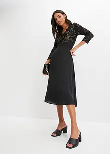 Robe midi en mousseline avec dentelle, bonprix