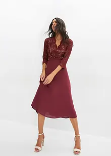 Robe midi en mousseline avec dentelle, bonprix