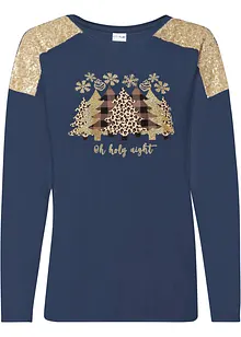 T-shirt manches longues oversize avec motif de Noël et jolies paillettes, BODYFLIRT boutique