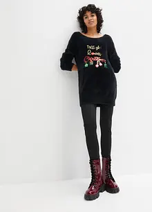 Pull épaules dégagées avec motif de Noël, bonprix