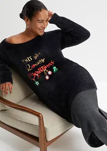 Off-Shoulder-Pullover mit Weihnachtsmotiv, bonprix