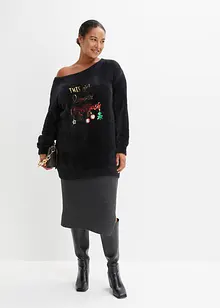 Off-Shoulder-Pullover mit Weihnachtsmotiv, bonprix