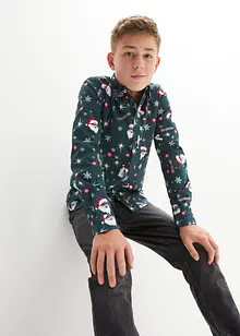 Langarmhemd mit Weihnachtsmotiv, Slim Fit, bonprix