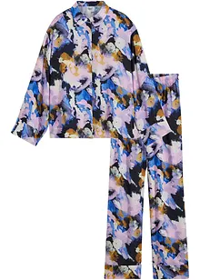 Pyjama oversize tissé en satin mat avec boutons, bonprix