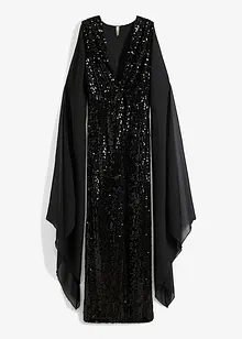 Robe à sequins et manches longues en crêpe, bonprix