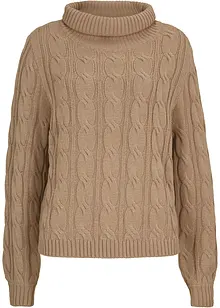 Pull col roulé à motif torsadé, bonprix