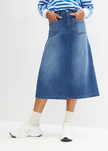 Jupe midi en jean extensible, bonprix