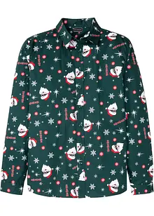 Langarmhemd mit Weihnachts-Druck aus reiner Baumwolle, Slim Fit, bonprix
