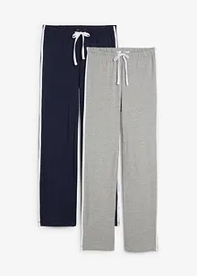 Lot de 2 pantalons fluides extensibles, coupe droite, bonprix