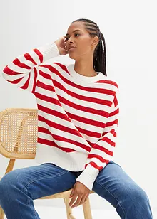 Pull boxy 100% coton en maille ajourée, bonprix