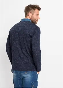 Polo manches longues à col tissé, bonprix