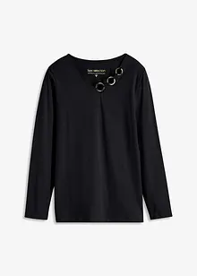 T-shirt manches longues orné d'œillets, bonprix