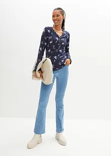 Langarmshirt mit Knopfleiste, bedruckt, bonprix