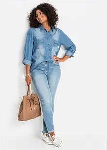 Jeansbluse mit Druckknöpfen, Langarm, bonprix