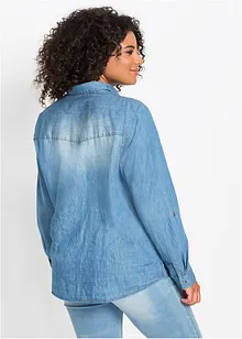 Jeansbluse mit Druckknöpfen, Langarm, bonprix
