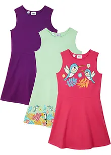 Lot de 3 robes en jersey 100% coton, bonprix