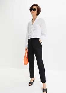 Pantalon en lin taille haute et raccourci à empiècement élastique, bonprix