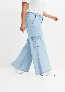 Cargo Jeans Mid Waist, weit, bonprix