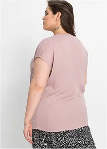 Lockere Satin-Kurzarmbluse mit überschnittenen Schultern, bonprix