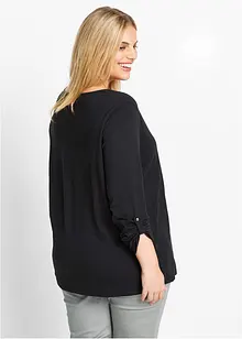 T-shirt manches longues à col boutonné, 100% coton, bonprix