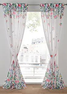 Gardine mit Blumendruck inkl.Raffhalter (2er Pack), bonprix