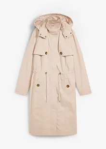 Langer Trenchcoat mit Kapuze, tailliert,  leicht wattiert, bonprix