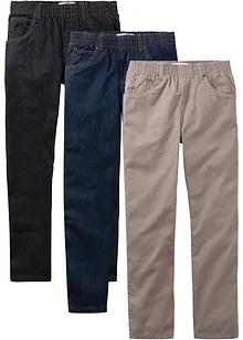Regular Fit Schlupfhose aus reiner Baumwolle, Straight (3er-Pack), bonprix