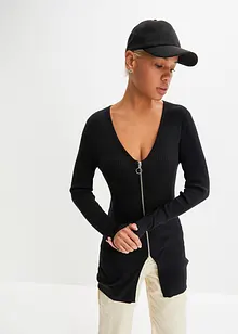 Long gilet en maille côtelée, bonprix