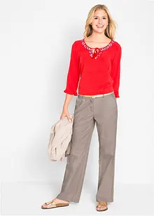Pantalon en lin majoritaire avec taille élastiquée, bonprix