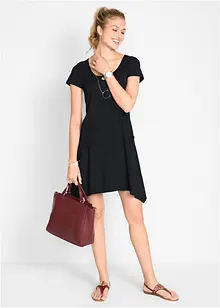 Kurzes Baumwoll-Shirtkleid aus Flammgarn, bonprix
