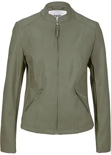 Leichte Lederimitat-Jacke mit seitlichen Stretcheinsätzen, tailliert, bonprix