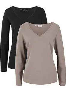 Figurbetontes Langarmshirt (2er Pack), bonprix