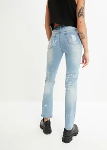 Jean Straight avec effets destroy, bonprix