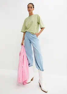 Gestreiftes T-Shirt mit Raglan-Ärmeln, hochgeschlossen, bonprix