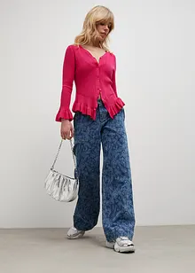 Wide-Leg-Jeans Mid Waist, Print, bonprix