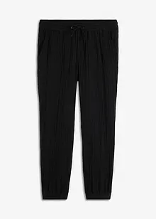 Pantalon taille élastiquée Regular Fit en gaze de coton, Tapered, bonprix