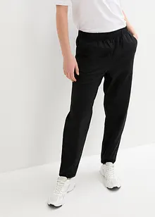 Pantalon raccourci en lin majoritaire avec taille haute élastiquée, bonprix