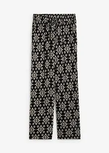 Pantalon en viscose froissée et imprimée avec taille haute élastiquée, bonprix