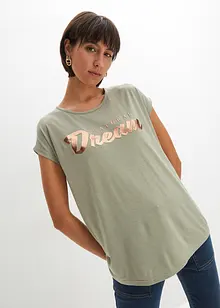 T-shirt long avec inscription en relief, bonprix