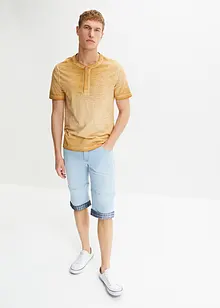 Henleyshirt, Kurzarm aus reiner Bio-Baumwolle in gewaschener Optik, bonprix