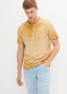 Henleyshirt, Kurzarm aus reiner Bio-Baumwolle in gewaschener Optik, bonprix